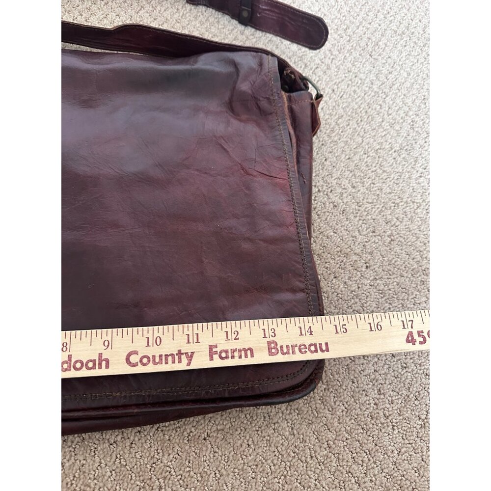 Vintage Leather Messenger Bag Satchel Computer 14 x 12 Supple Custom - Picture 2 of 13